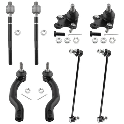 BOXI 8pcs Front Lower Ball Joints Sway Bar Links Inner Outer Tie Rods Fit for Toyota RAV4 2006 2007