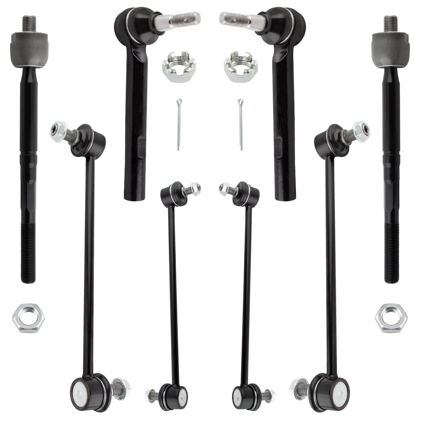BOXI 8pcs Front & Rear Sway Bar End Links + Inner Outer Tie Rod Ends Fit for Lexus RX330 2004 2005