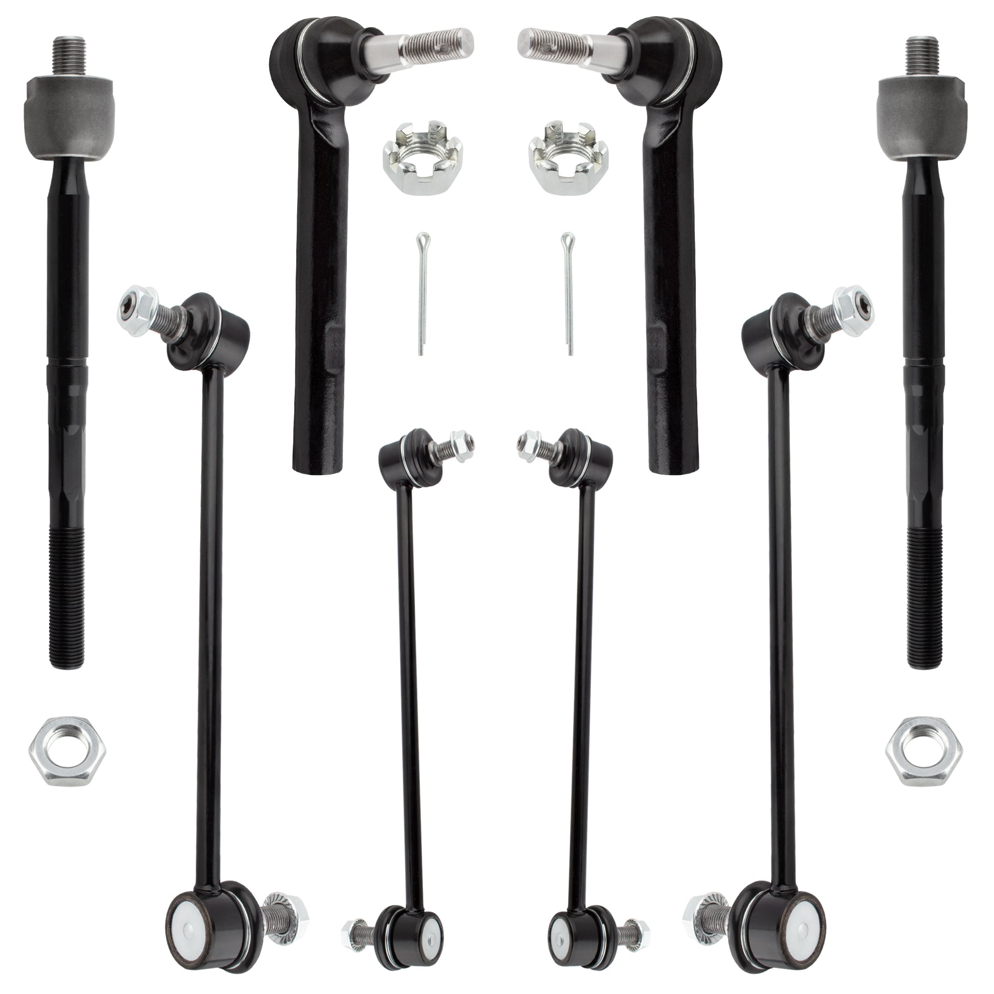 BOXI 8pcs Front & Rear Sway Bar End Links + Inner Outer Tie Rod Ends Fit for Lexus RX330 2004 2005