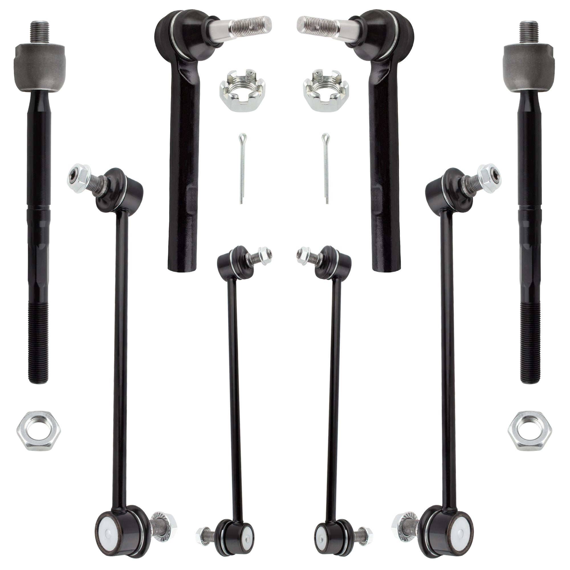 BOXI 8pcs Front & Rear Sway Bar End Links + Inner Outer Tie Rod Ends Fit for Lexus RX330 2004 2005