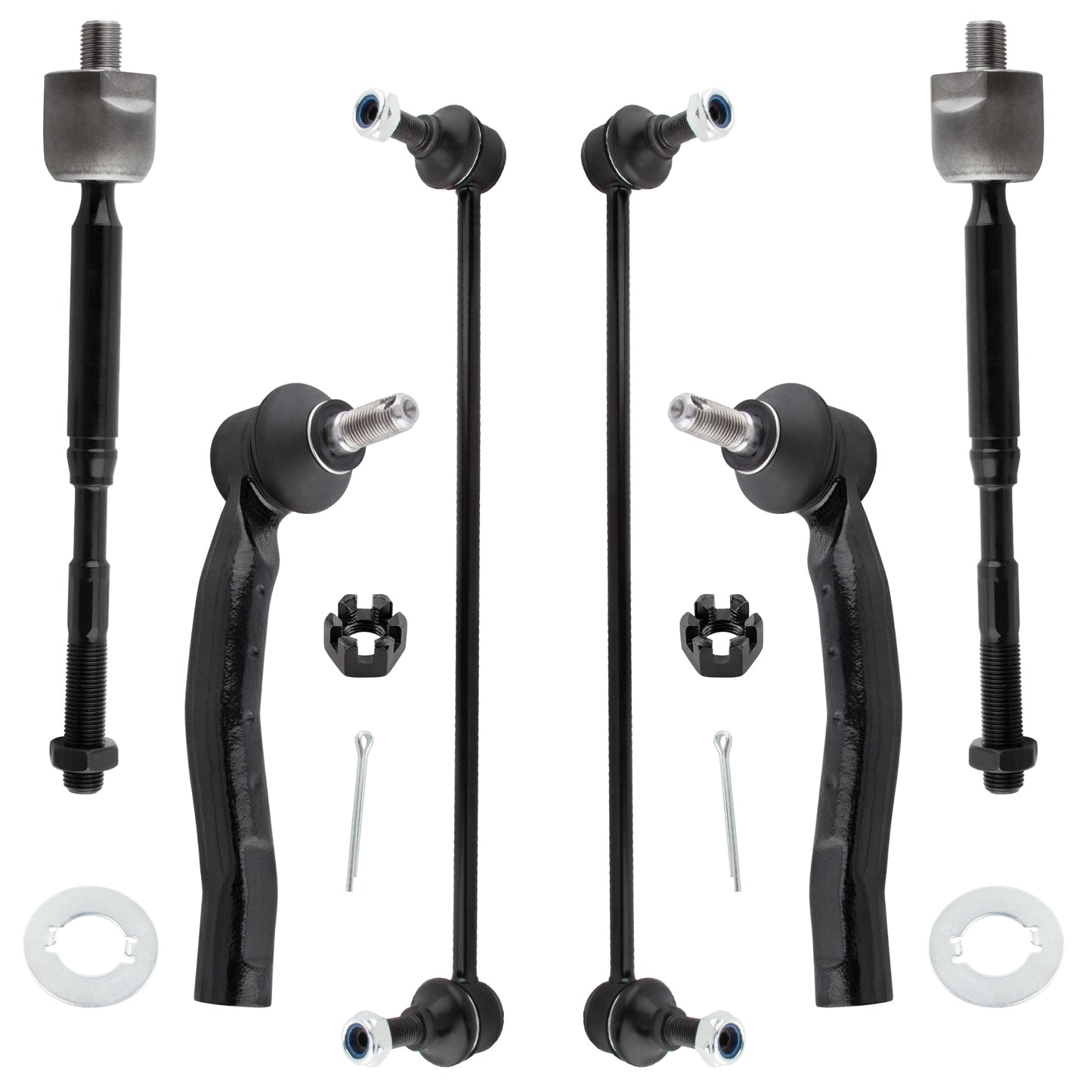 BOXI (Set of 6) Front Inner Outer Tie Rods Sway Bar Links fit for Toyota Yaris 2007 2008 2009 2010