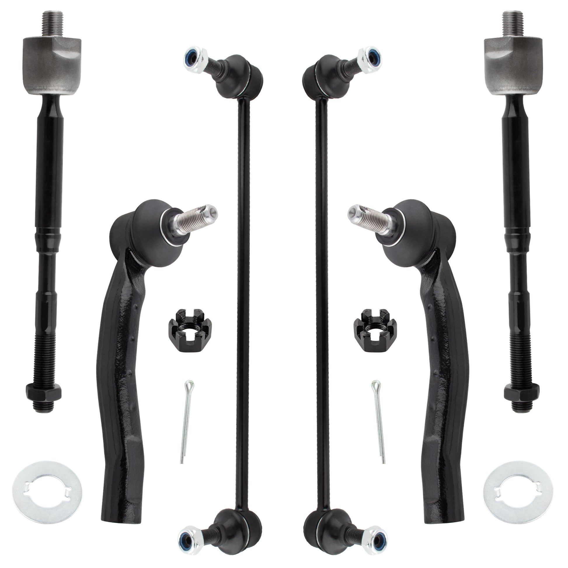 BOXI (Set of 6) Front Inner Outer Tie Rods Sway Bar Links fit for Toyota Yaris 2007 2008 2009 2010