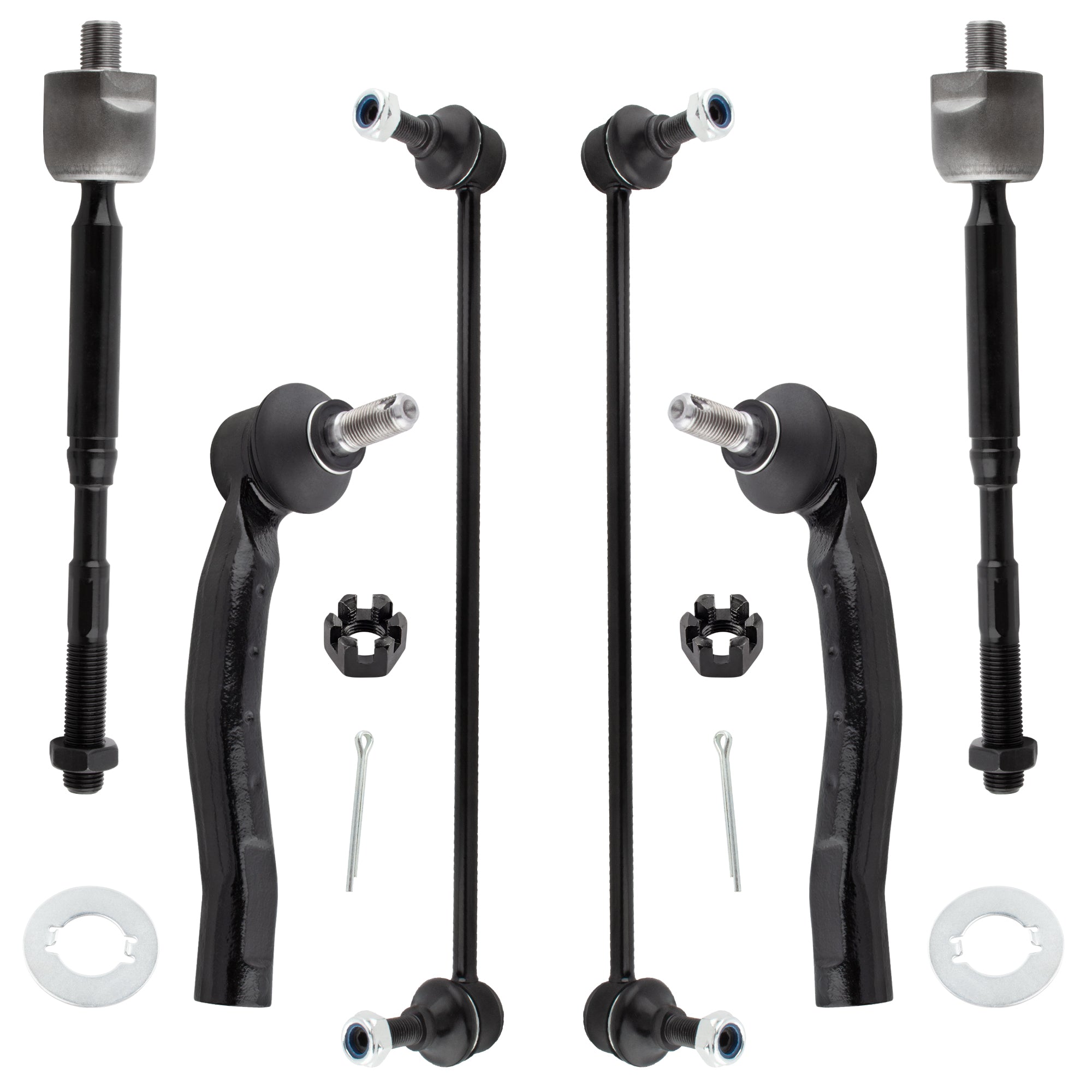BOXI (Set of 6) Front Inner Outer Tie Rods Sway Bar Links fit for Toyota Yaris 2007 2008 2009 2010