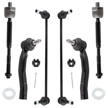 BOXI (Set of 6) Front Inner Outer Tie Rods Sway Bar Links fit for Toyota Yaris 2007 2008 2009 2010