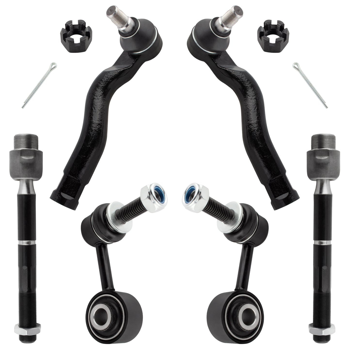 BOXI (Set of 6) Front Sway Bar End Links + Outer Inner Tie Rod Ends fit for Toyota Sequoia 2008-2019