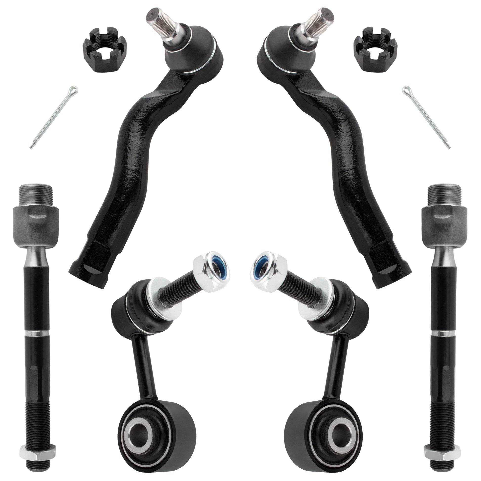 BOXI (Set of 6) Front Sway Bar End Links + Outer Inner Tie Rod Ends fit for Toyota Sequoia 2008-2019