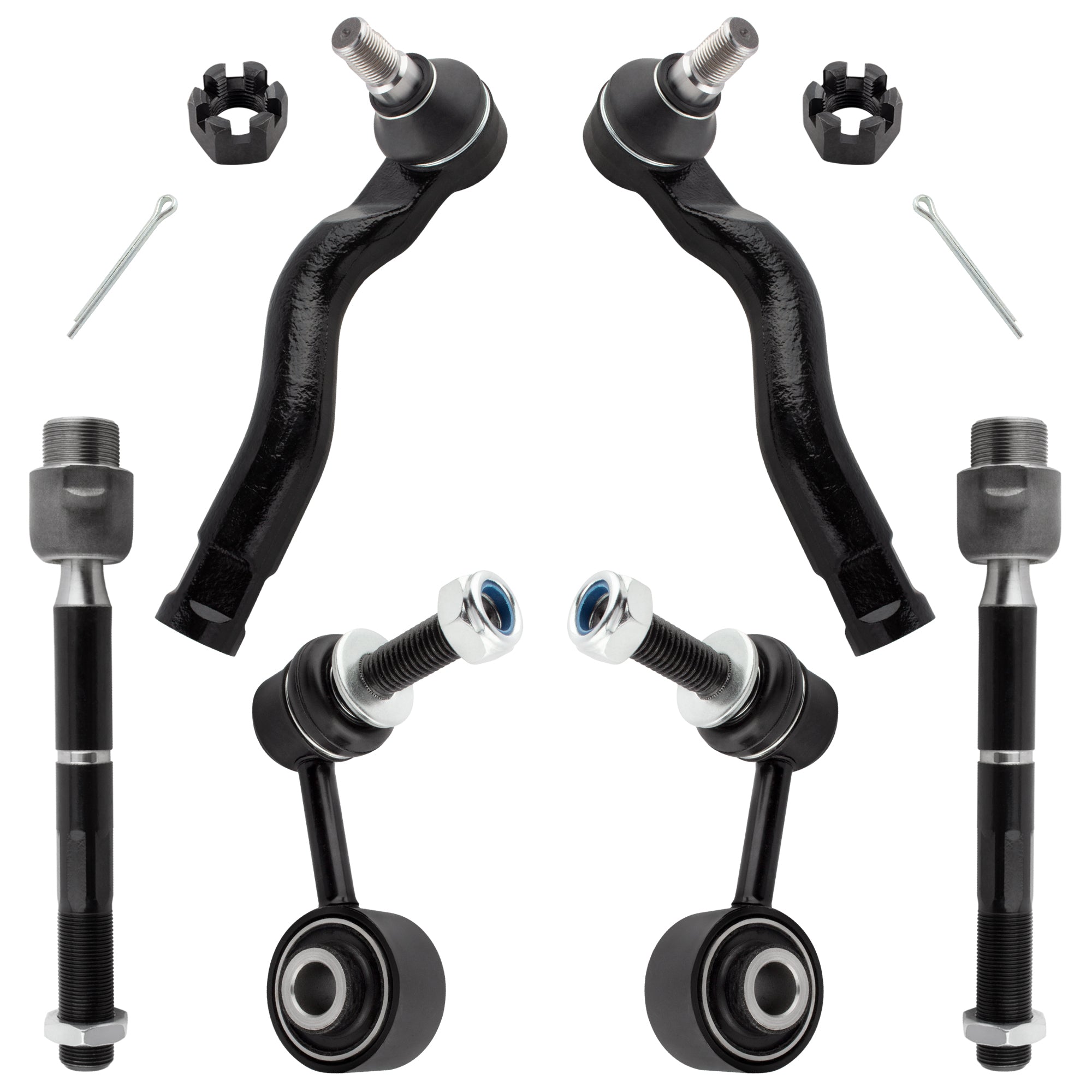 BOXI (Set of 6) Front Sway Bar End Links + Outer Inner Tie Rod Ends fit for Toyota Sequoia 2008-2019