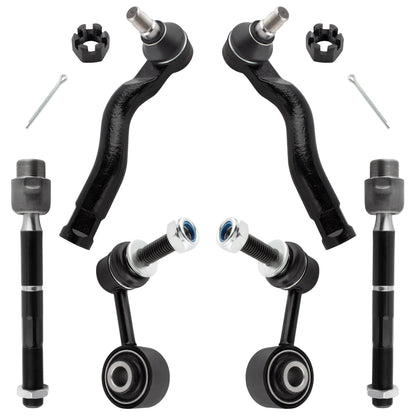 BOXI (Set of 6) Front Sway Bar End Links + Outer Inner Tie Rod Ends fit for Toyota Sequoia 2008-2019