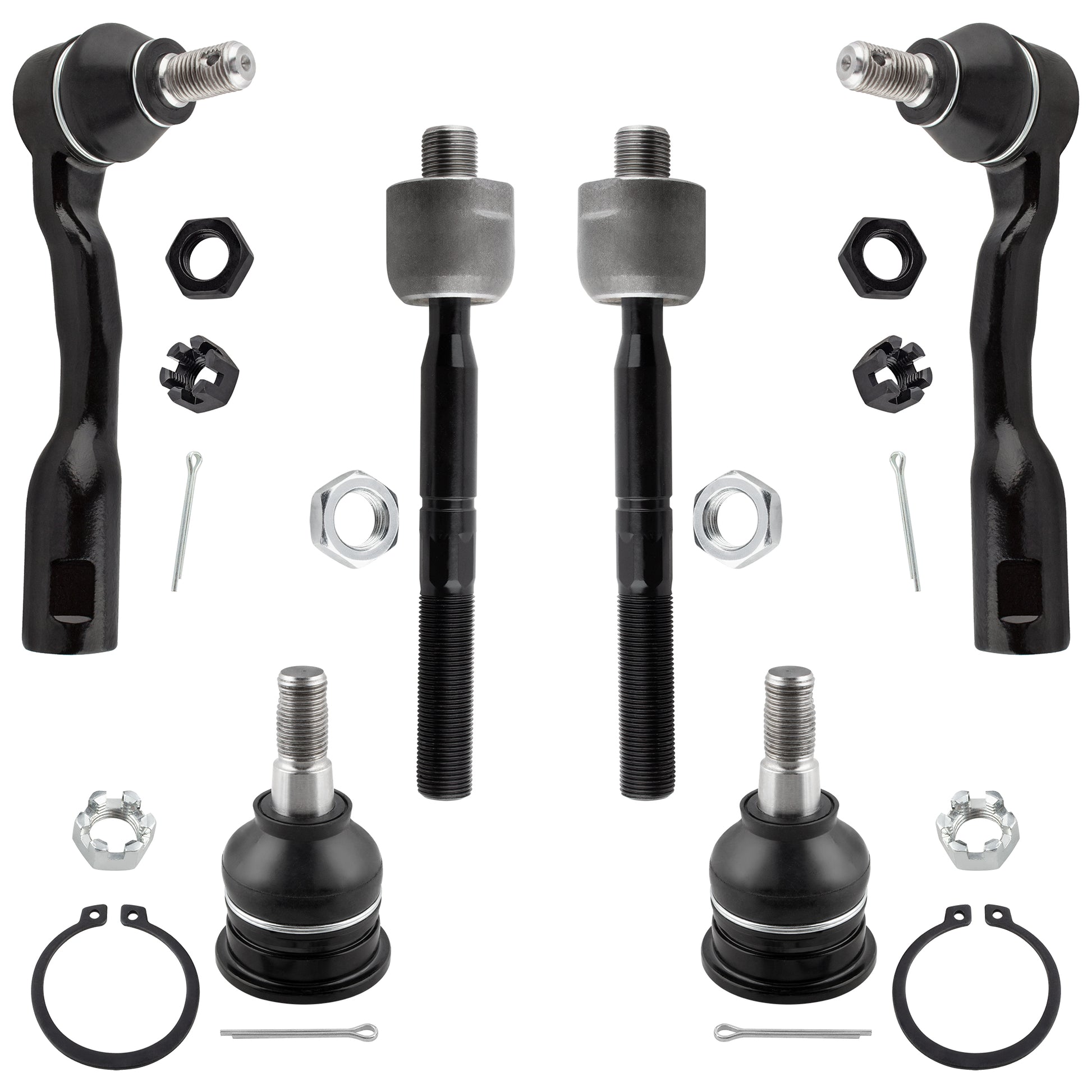 BOXI (Set of 6) Front Inner & Outer Tie Rod Ends + Front Upper Ball Joints Kit Fit for Toyota