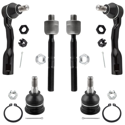 BOXI (Set of 6) Front Inner & Outer Tie Rod Ends + Front Upper Ball Joints Kit Fit for Toyota