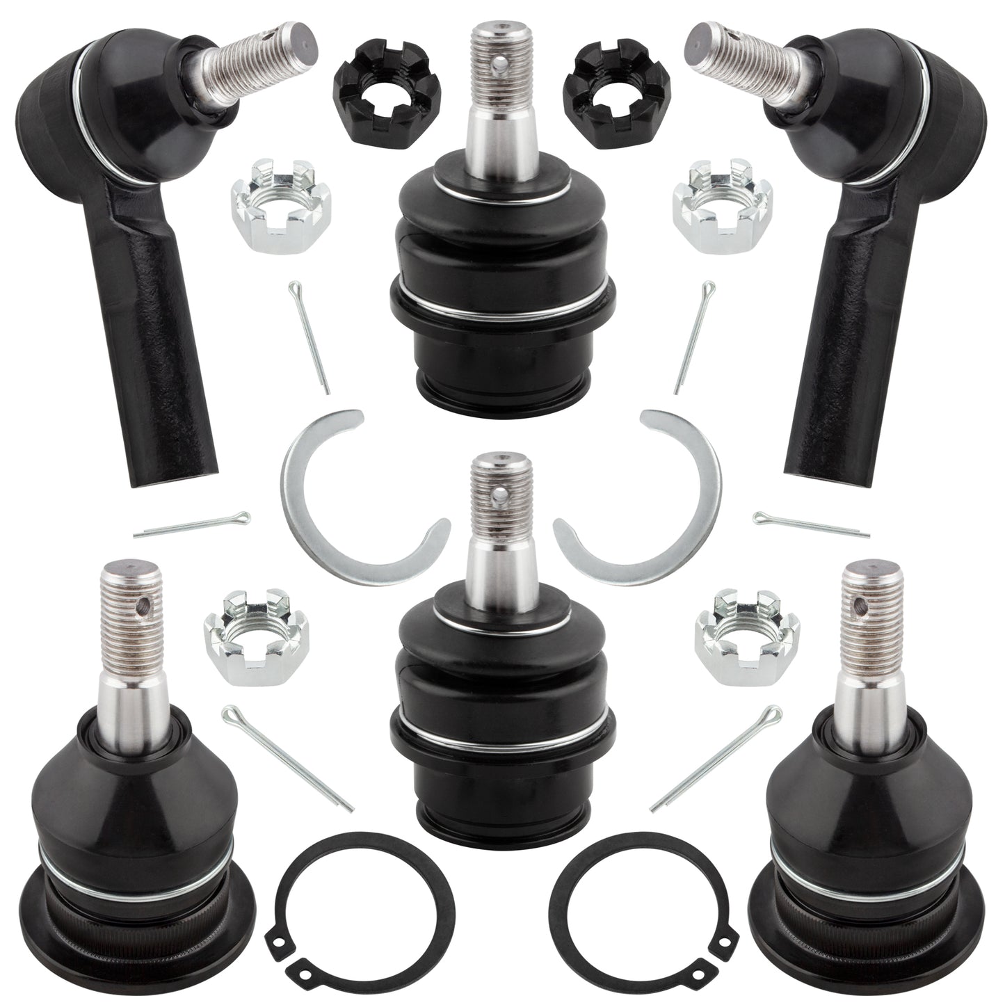 BOXI 6PC K80811 K80827 ES80941 Front Upper Lower Ball Joint and Outer Tie Rod End Kit for Toyota
