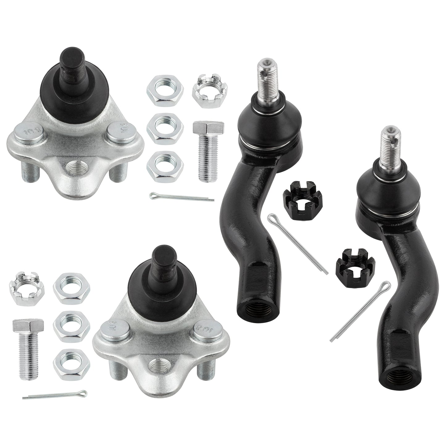 BOXI (Set of 4) Front Lower Ball Joints & Outer Tie Rod Ends fit for Toyota RAV4 2001 2002 2003