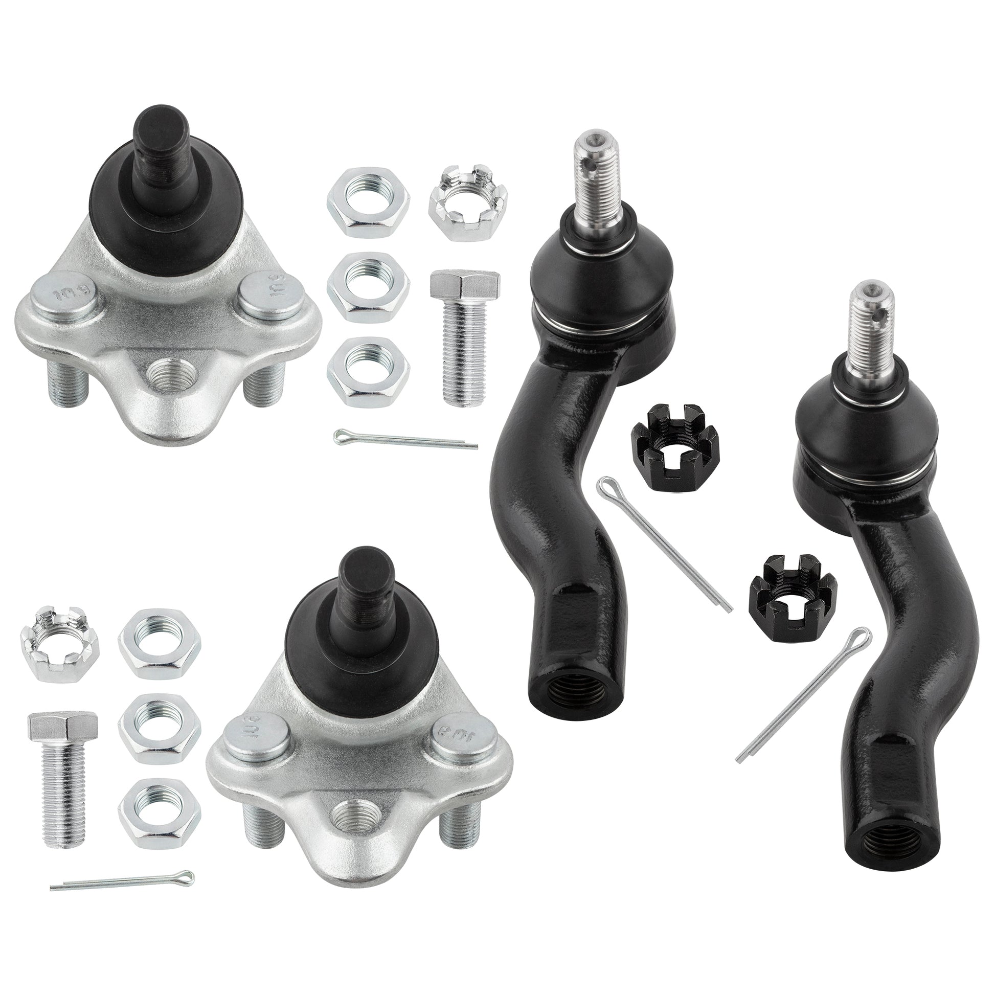 BOXI (Set of 4) Front Lower Ball Joints & Outer Tie Rod Ends fit for Toyota RAV4 2001 2002 2003