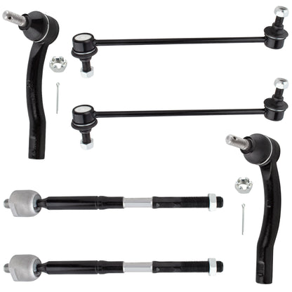 BOXI (Set of 6) Front Inner Outer Tie Rod Ends + Sway Bar Links fit for Toyota Corolla 2003 2004