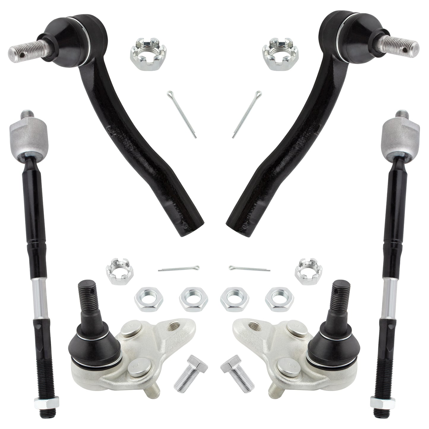 BOXI Front Suspension Kit (4) Front Tie Rod + (2) Front Ball Joint Fit for Toyota Corolla 2003 2004