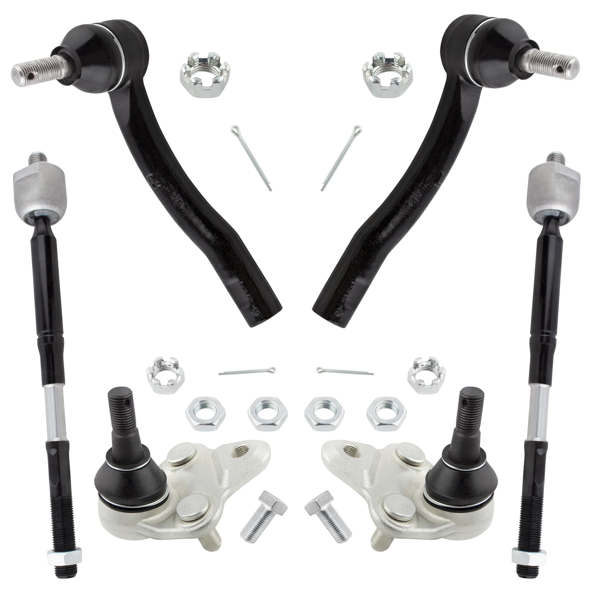 BOXI Front Suspension Kit (4) Front Tie Rod + (2) Front Ball Joint Fit for Toyota Corolla 2003 2004