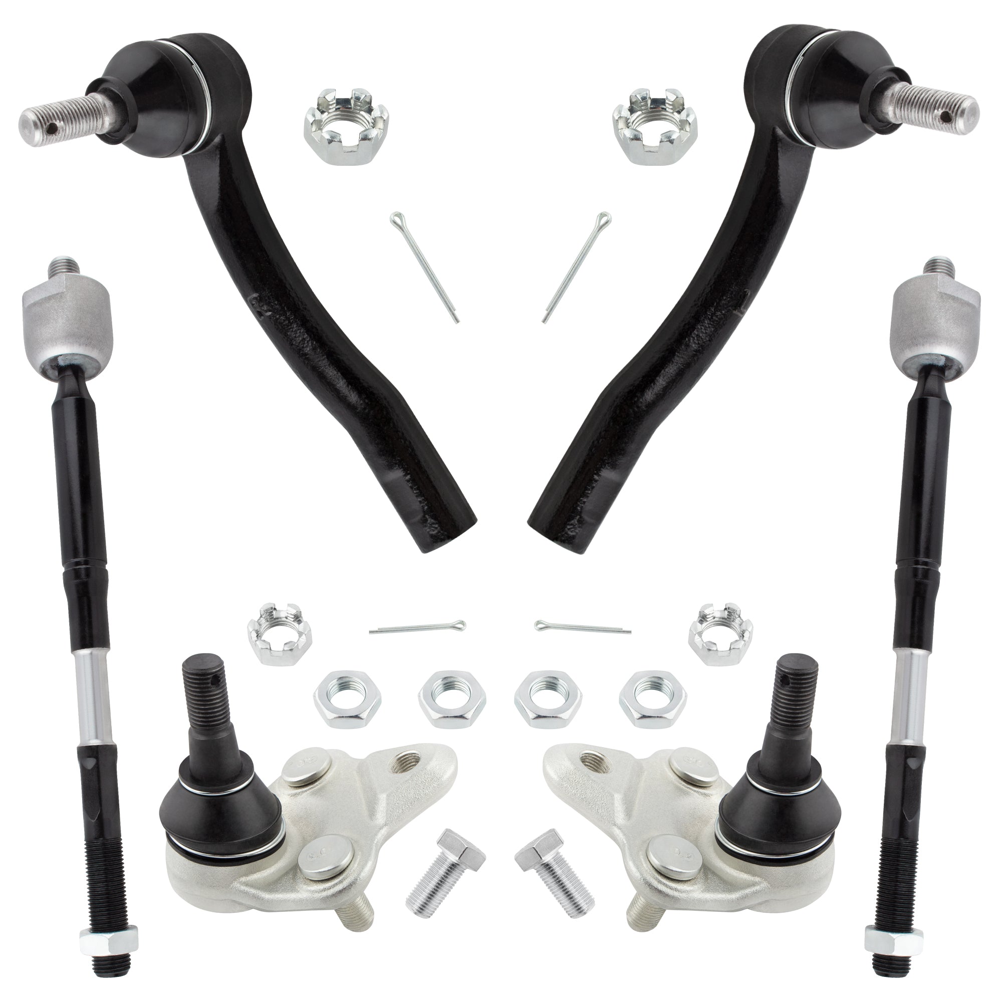BOXI Front Suspension Kit (4) Front Tie Rod + (2) Front Ball Joint Fit for Toyota Corolla 2003 2004