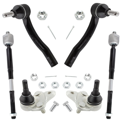 BOXI Front Suspension Kit (4) Front Tie Rod + (2) Front Ball Joint Fit for Toyota Corolla 2003 2004