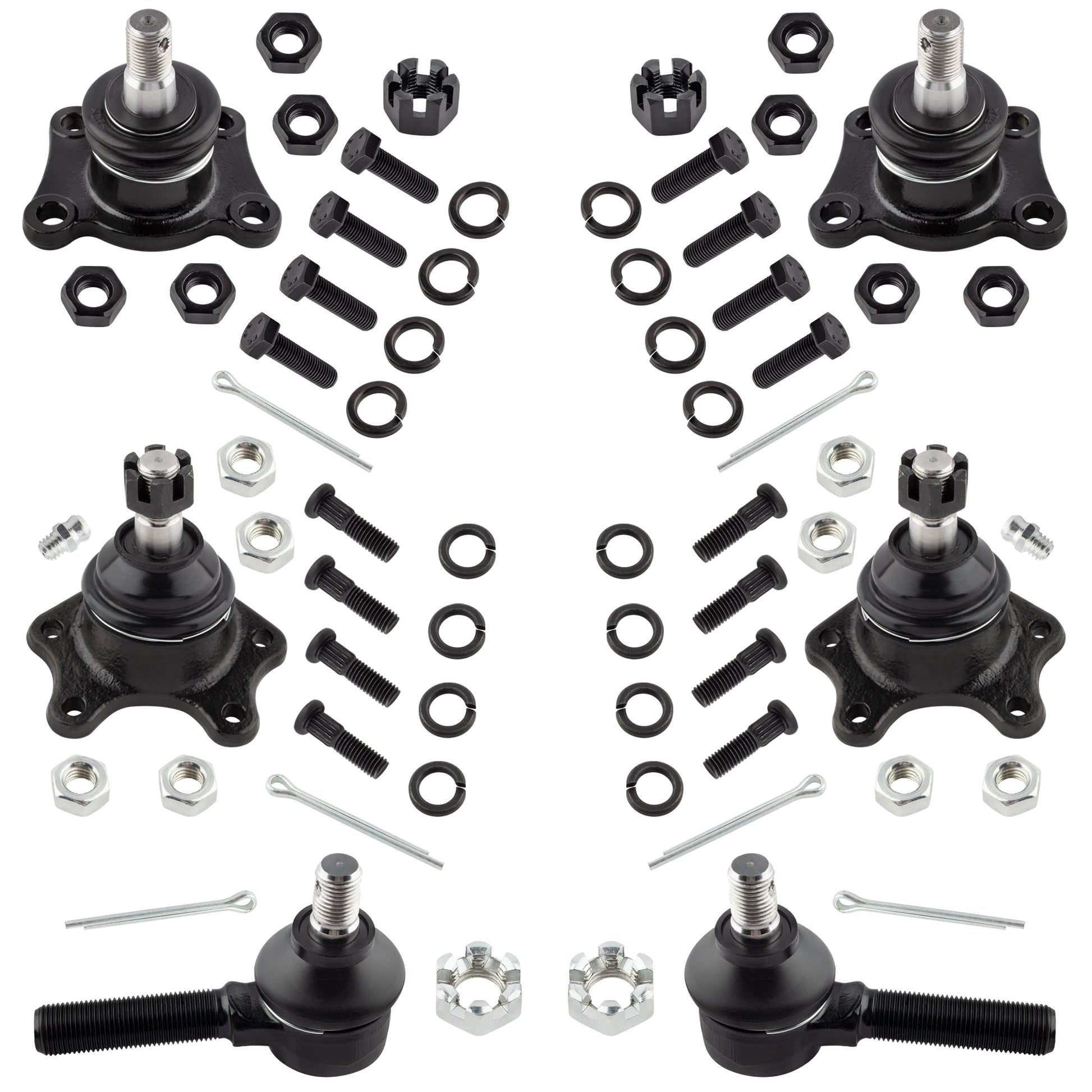 BOXI 6pc K9482 K9519 ES2376 Front Upper Lower Ball Joints and Outer Tie Rod End Kit for Toyota