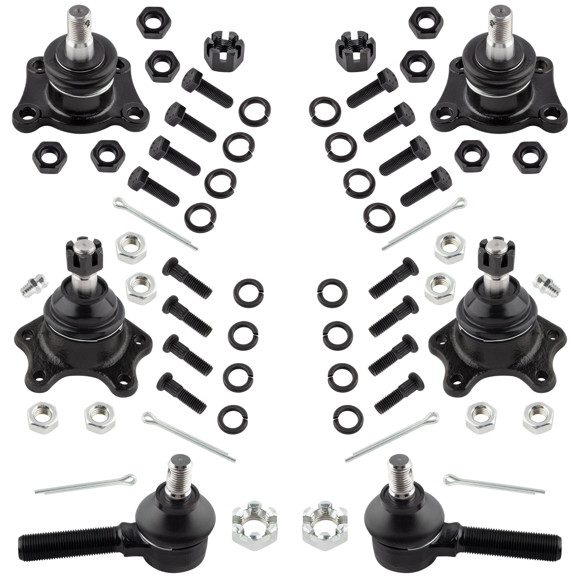 BOXI 6pc K9482 K9519 ES2376 Front Upper Lower Ball Joints and Outer Tie Rod End Kit for Toyota