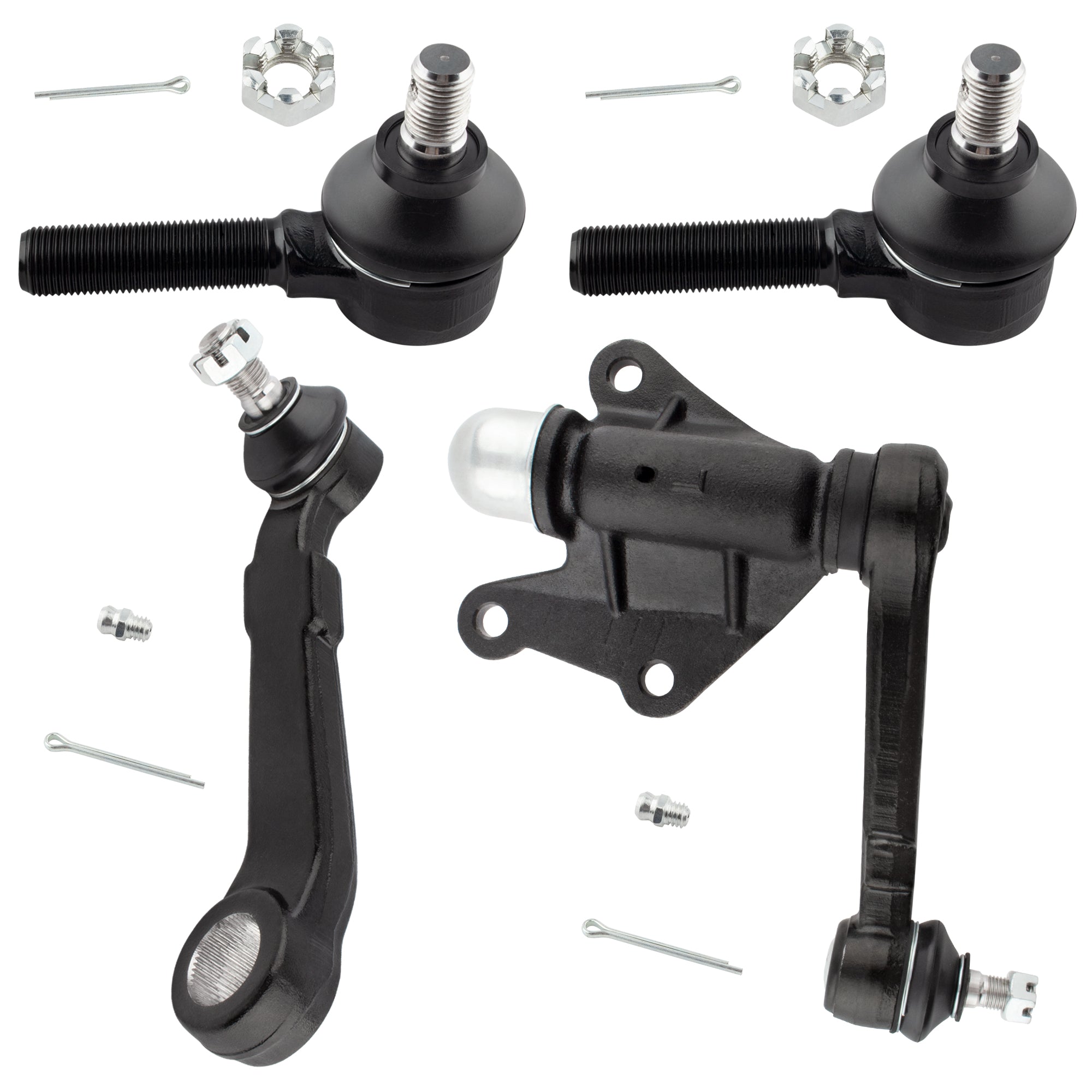 BOXI (Set of 4) Front Outer Tie Rod End + Pitman Arm + Idler Arm fit for Toyota 4Runner 1991