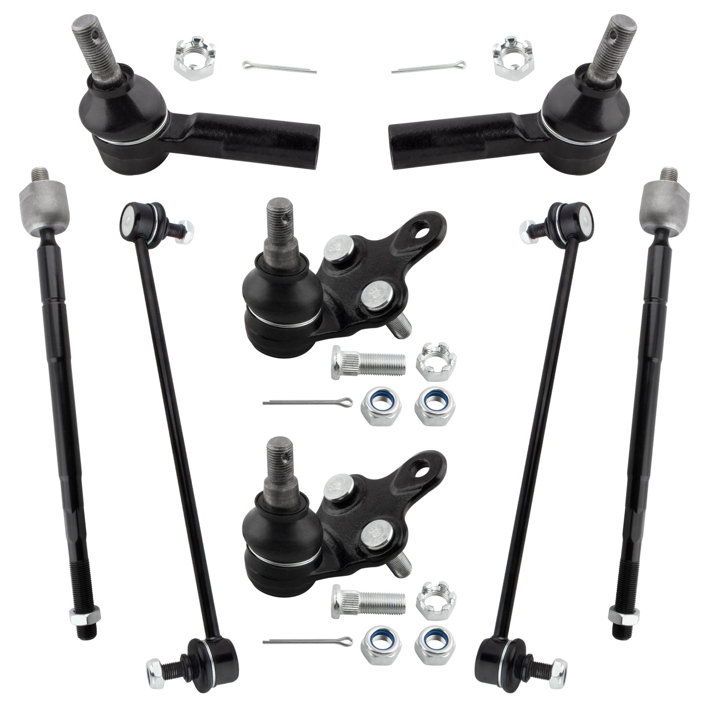 BOXI (Set of 8) Front Inner & Outer Tie Rod Ends Front Stabilizer Sway Bars Front Suspension Lower
