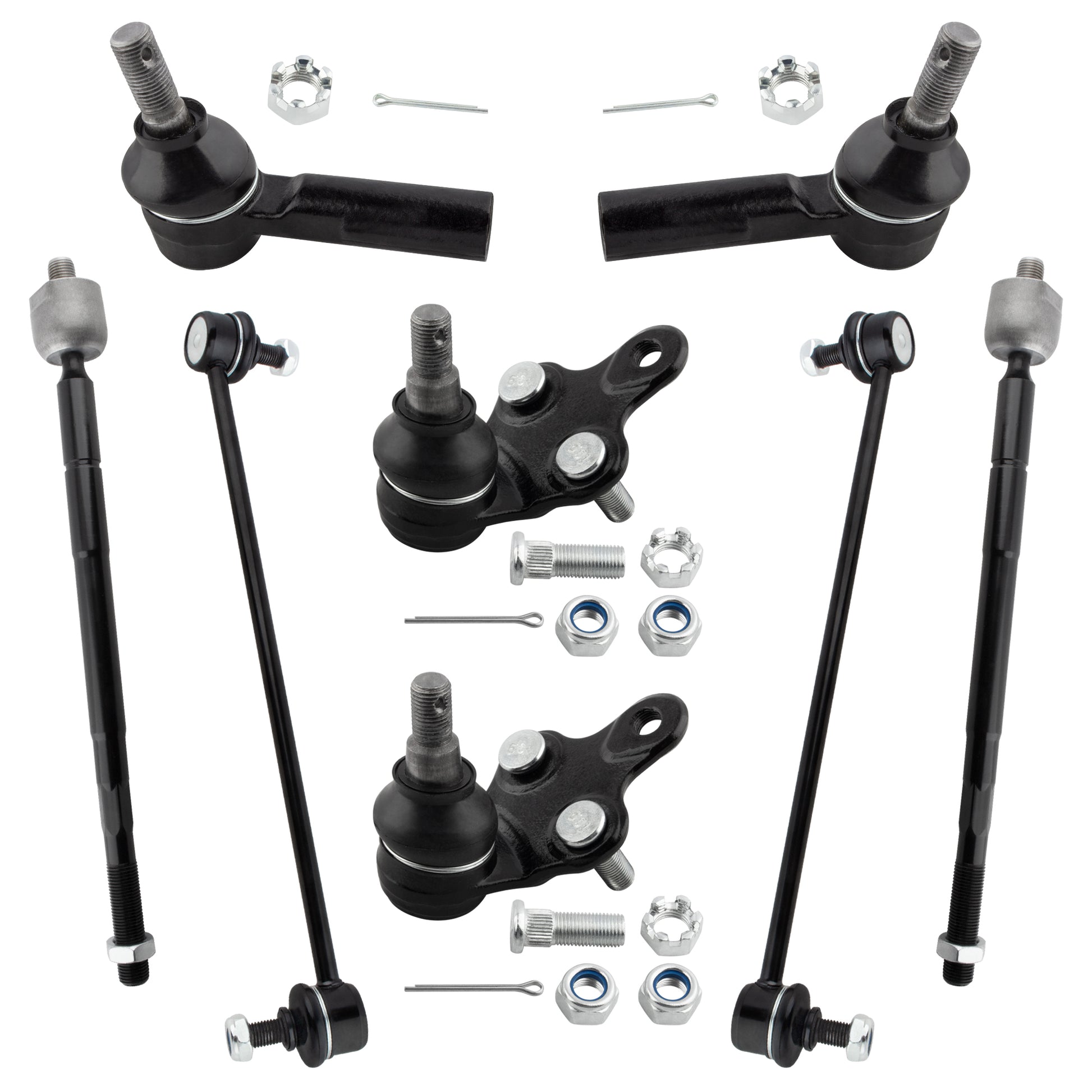 BOXI (Set of 8) Front Inner & Outer Tie Rod Ends Front Stabilizer Sway Bars Front Suspension Lower