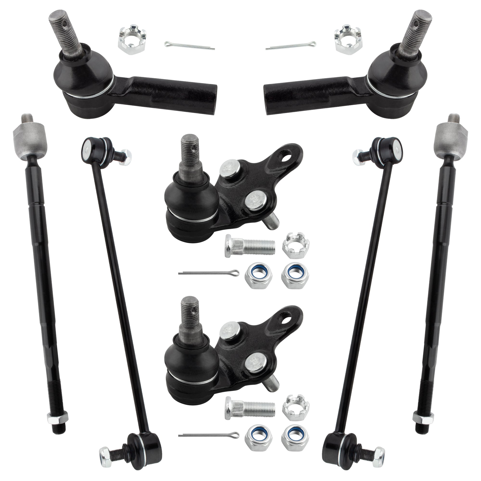 BOXI (Set of 8) Front Inner & Outer Tie Rod Ends Front Stabilizer Sway Bars Front Suspension Lower