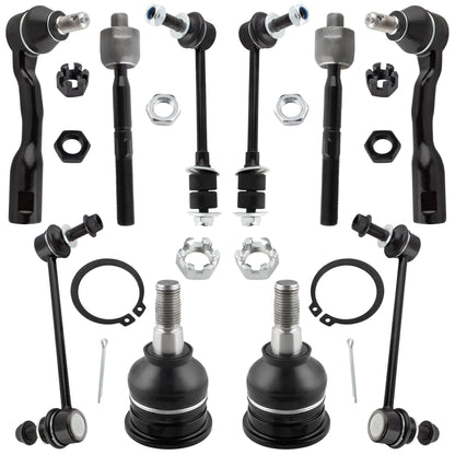 BOXI (Set of 10) Front and Rear Sway Bar End Links + Front Tie Rods + Upper Ball Joints fit