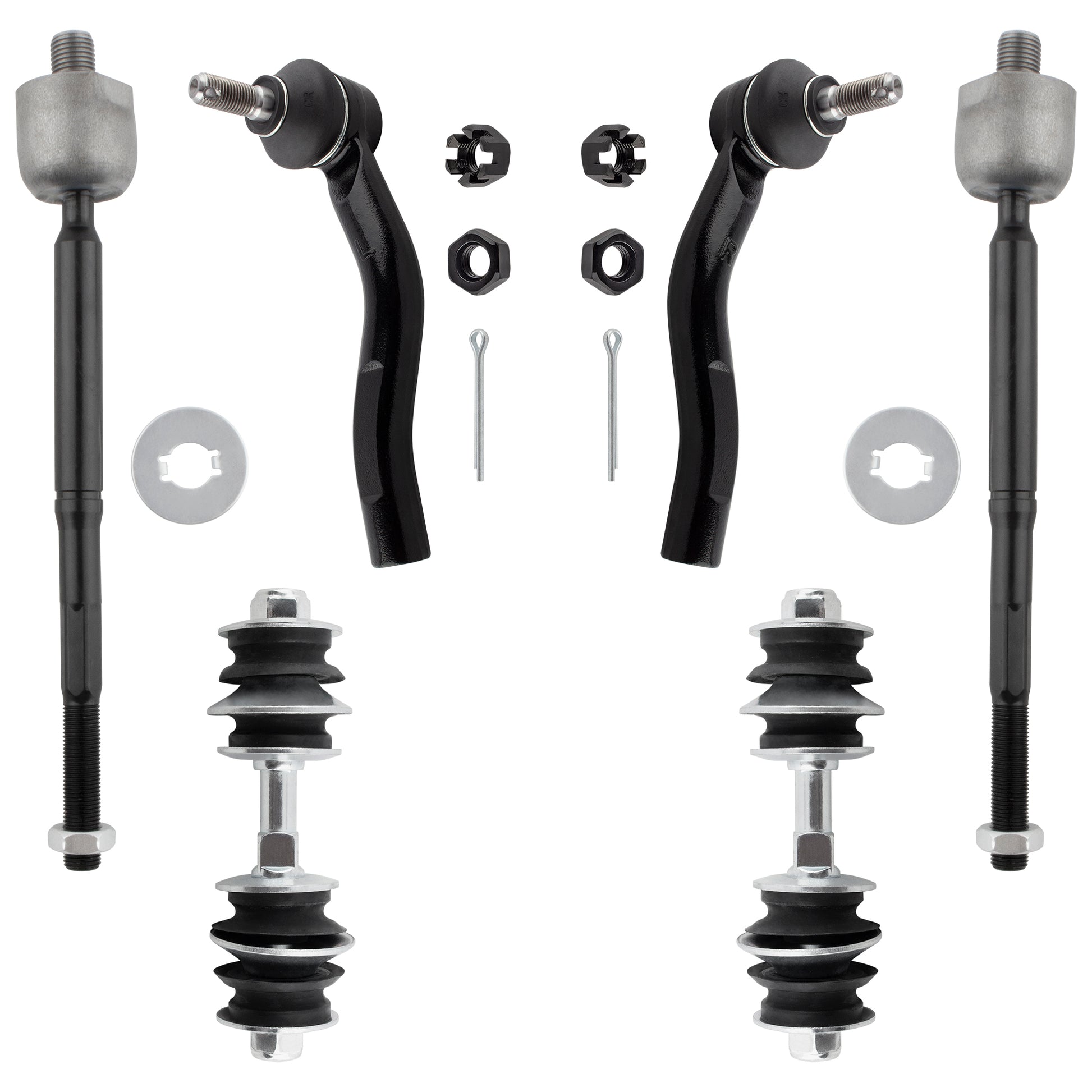 BOXI (Set of 6) Front Stabilizer Sway Bar End Links + Inner & Outer Tie Rods Suspension Kit Fit