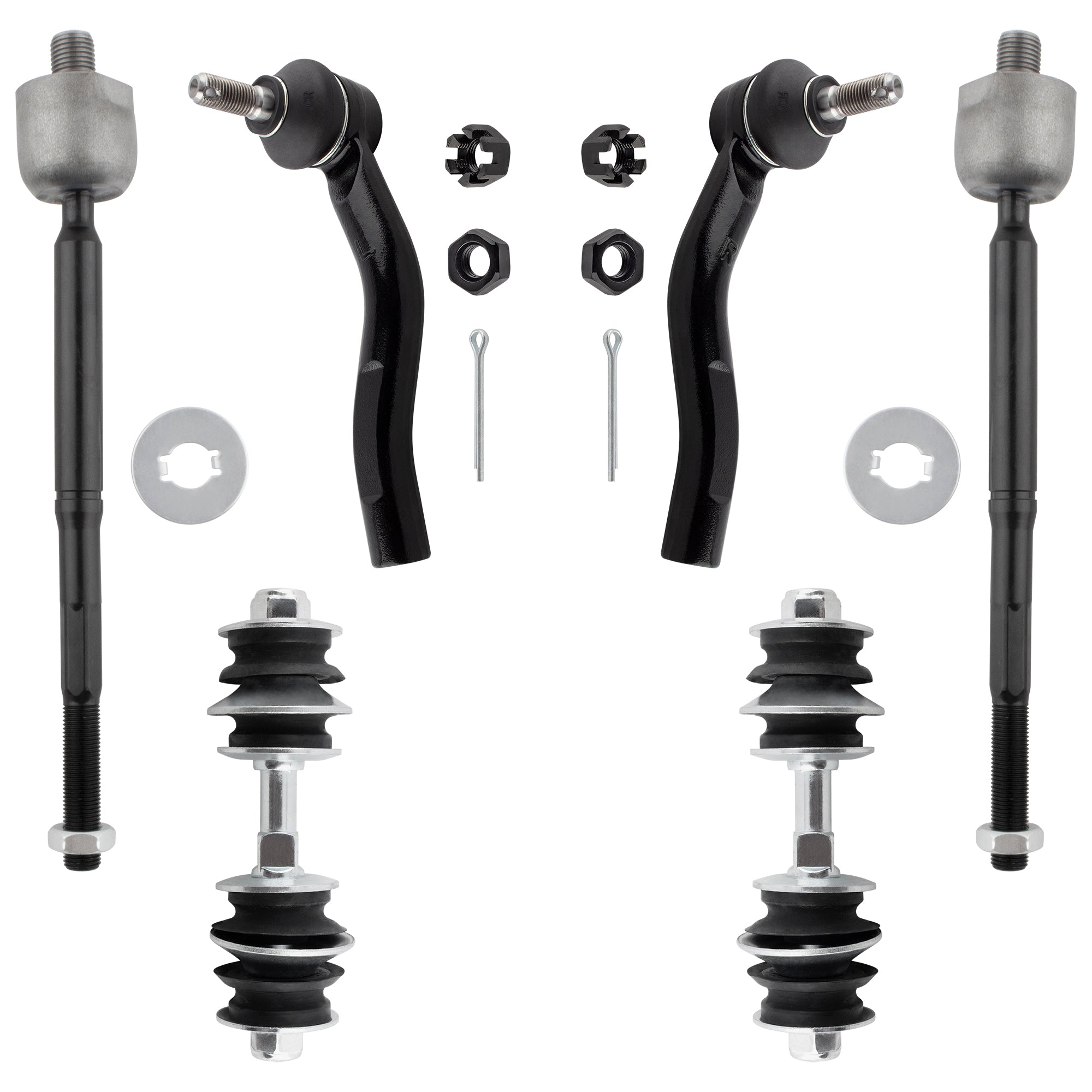 BOXI (Set of 6) Front Stabilizer Sway Bar End Links + Inner & Outer Tie Rods Suspension Kit Fit