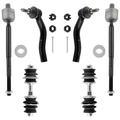 BOXI (Set of 6) Front Stabilizer Sway Bar End Links + Inner & Outer Tie Rods Suspension Kit Fit