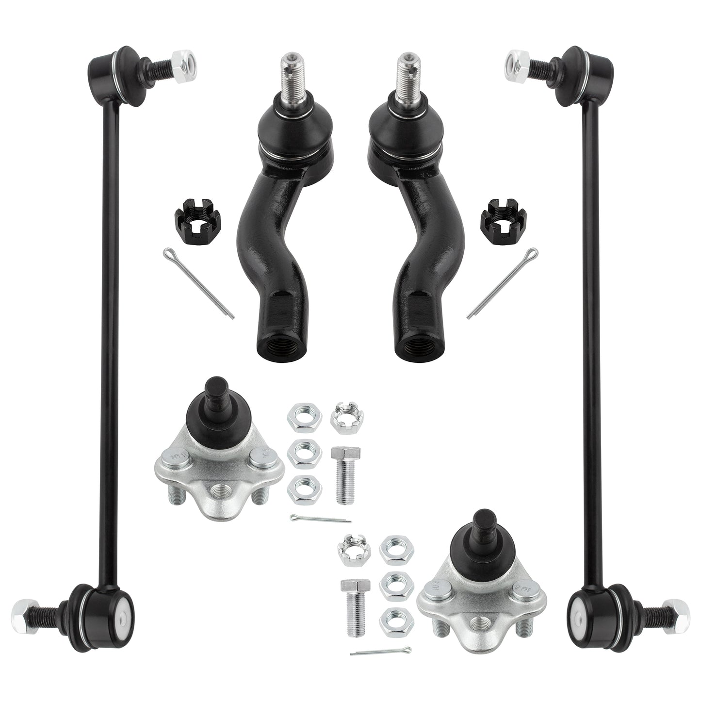 BOXI (Set of 6) Front Sway Bar Links + Outer Tie Rods + Lower Ball Joints Suspension Kit Fit