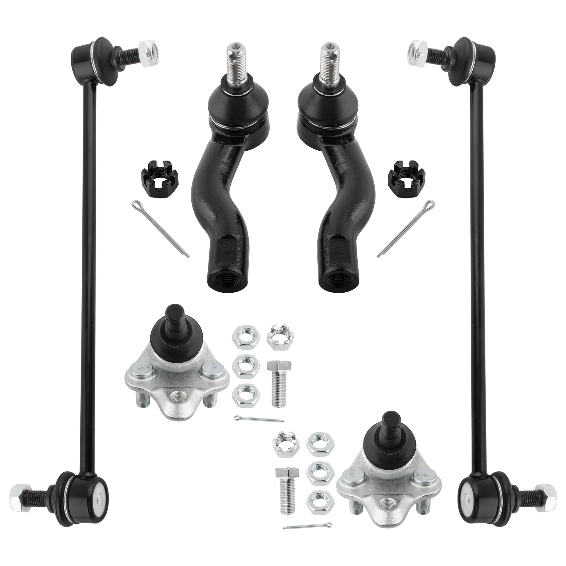 BOXI (Set of 6) Front Sway Bar Links + Outer Tie Rods + Lower Ball Joints Suspension Kit Fit