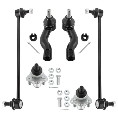 BOXI (Set of 6) Front Sway Bar Links + Outer Tie Rods + Lower Ball Joints Suspension Kit Fit