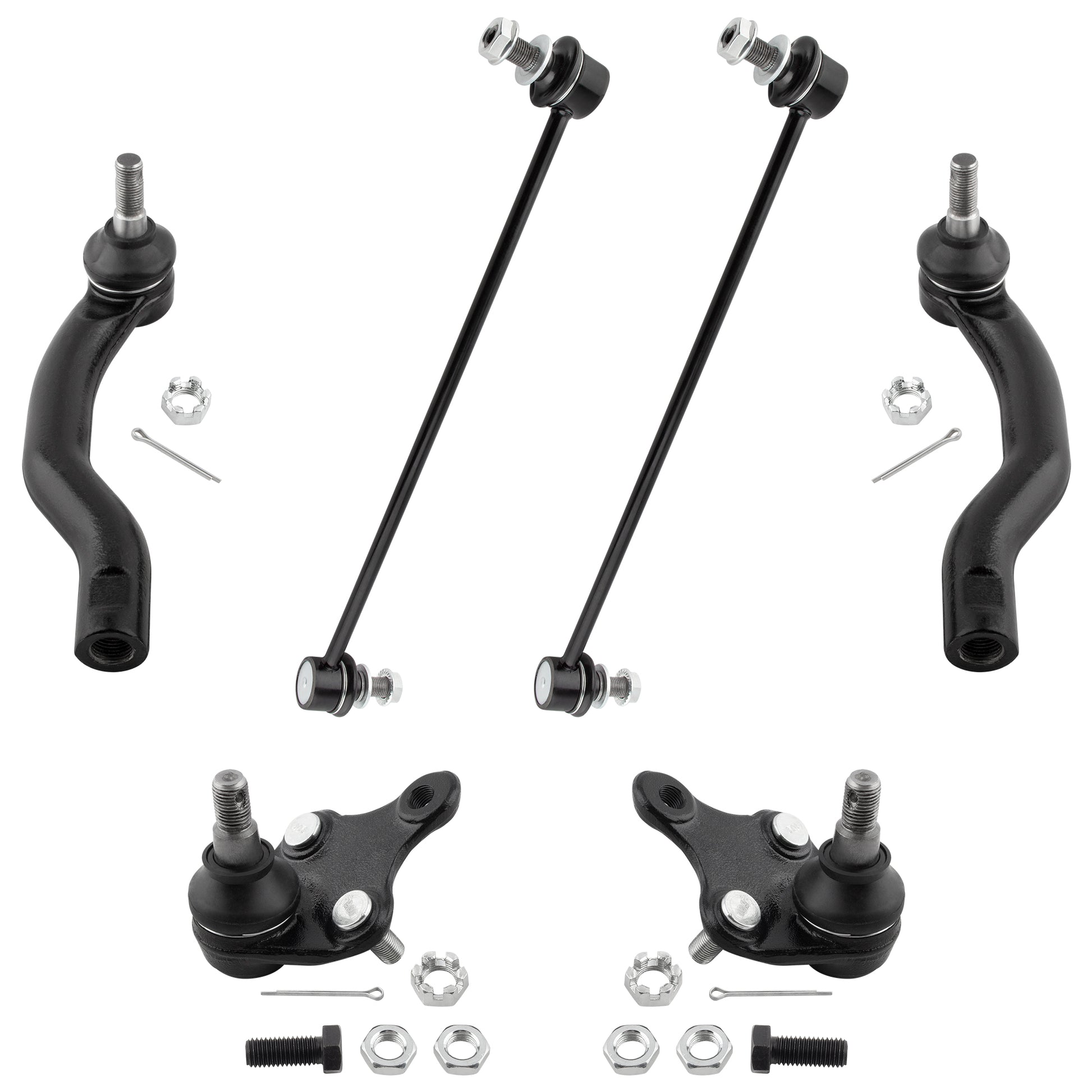 BOXI (Set of 6) Front Lower Ball Joints + Sway Bar Links + Outer Tie Rods fit for Scion TC 2011-2016