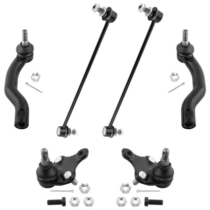 BOXI (Set of 6) Front Lower Ball Joints + Sway Bar Links + Outer Tie Rods fit for Scion TC 2011-2016
