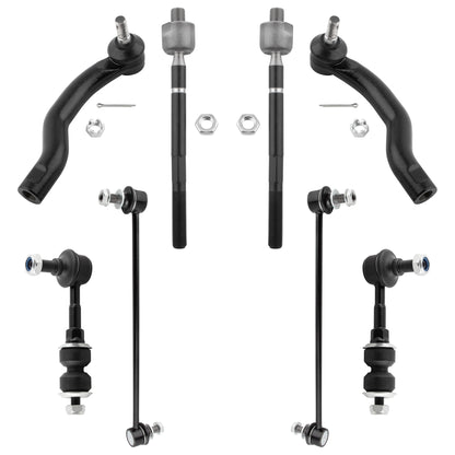 BOXI (Set of 8) Front & Rear Stabilizer Sway Bar End Links + Front Inner Outer Tie Rod Ends Fit