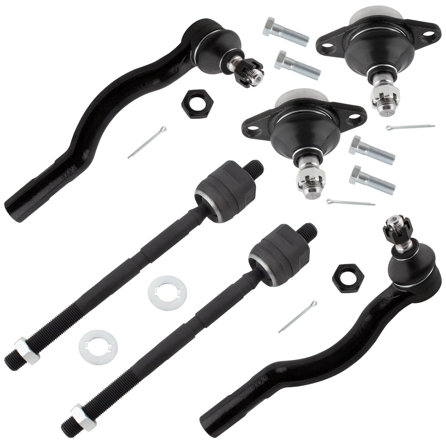 BOXI (Set of 6) Front Inner and Outer Tie Rods + Front Lower Ball Joints kit Fit for Toyota Previa