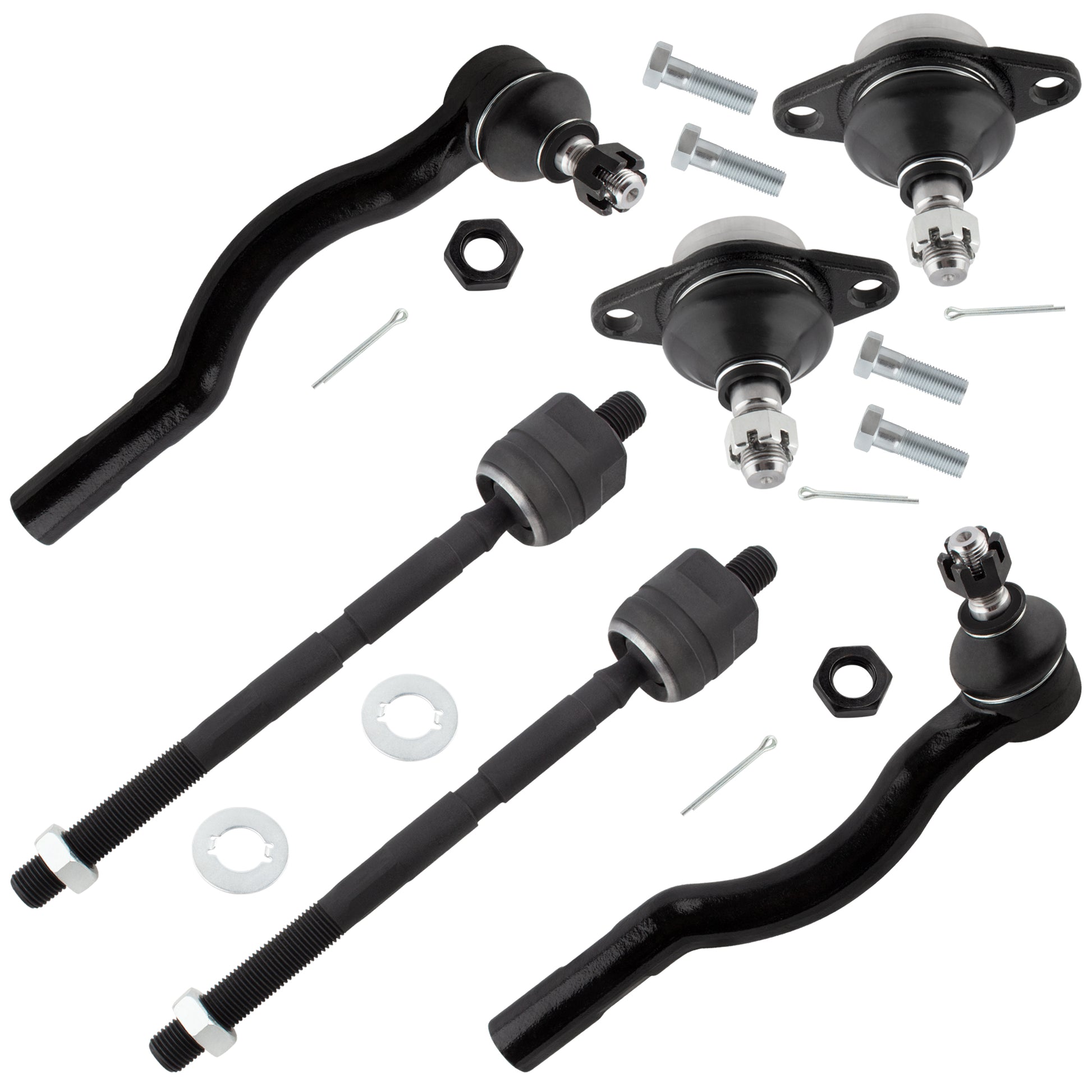 BOXI (Set of 6) Front Inner and Outer Tie Rods + Front Lower Ball Joints kit Fit for Toyota Previa