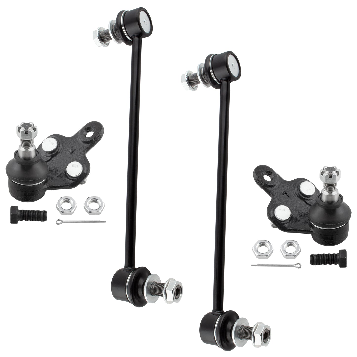 BOXI (Set of 4) Front Lower Ball Joints + Front Sway Bar End Links fit for Toyota Sienna 2004 2005