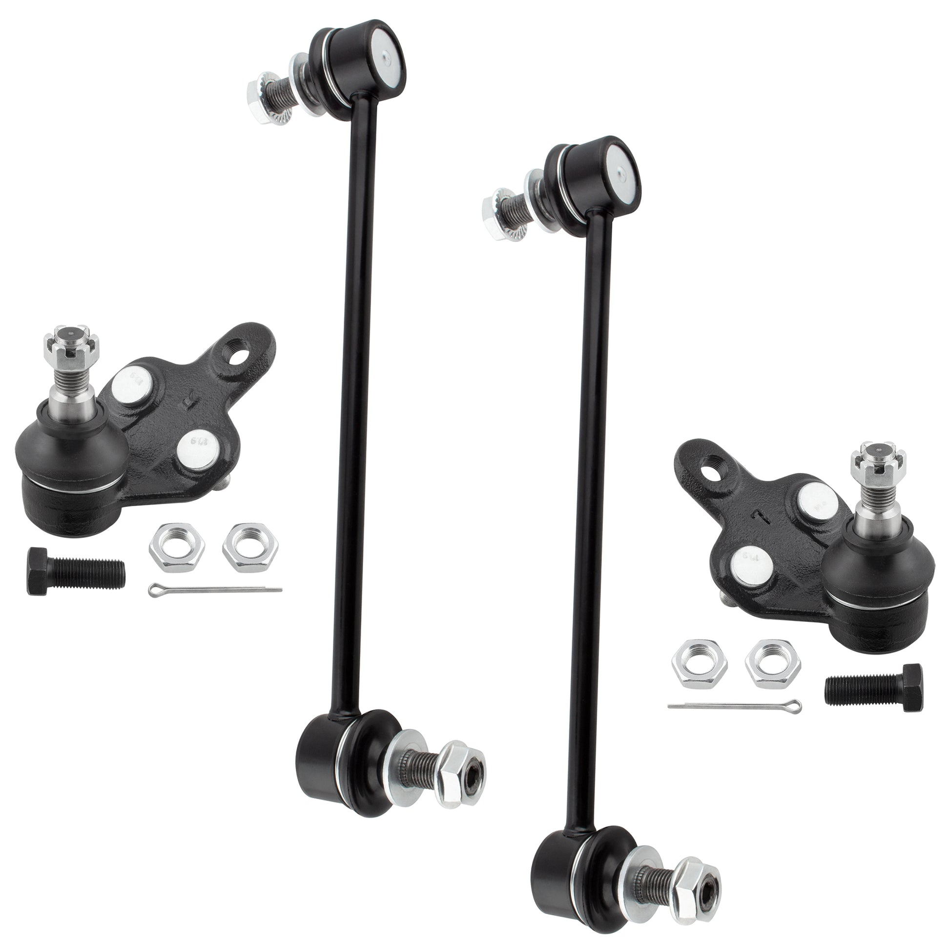 BOXI (Set of 4) Front Lower Ball Joints + Front Sway Bar End Links fit for Toyota Sienna 2004 2005