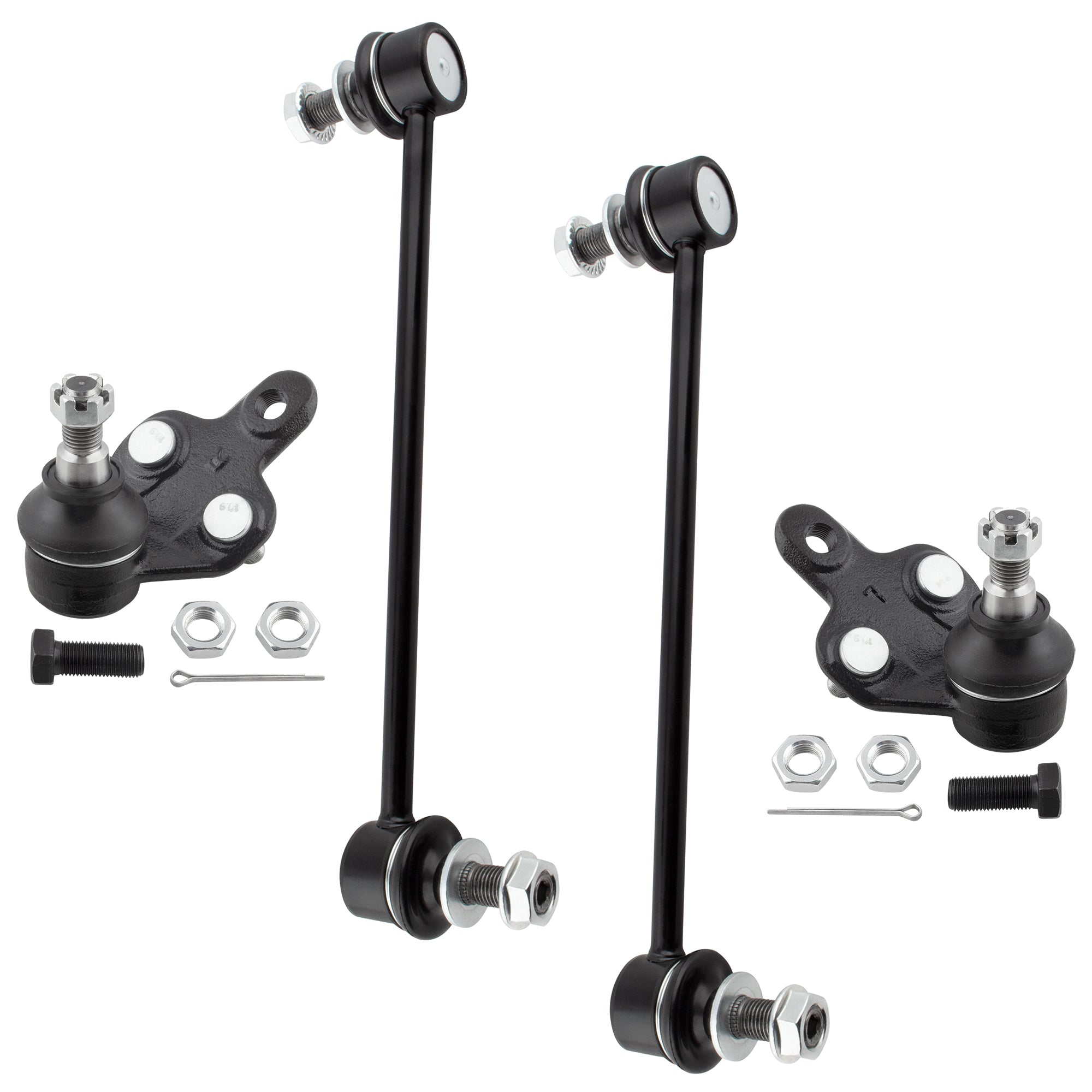 BOXI (Set of 4) Front Lower Ball Joints + Front Sway Bar End Links fit for Toyota Sienna 2004 2005