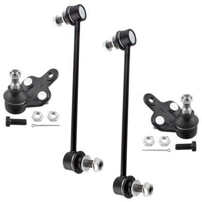 BOXI (Set of 4) Front Lower Ball Joints + Front Sway Bar End Links fit for Toyota Sienna 2004 2005