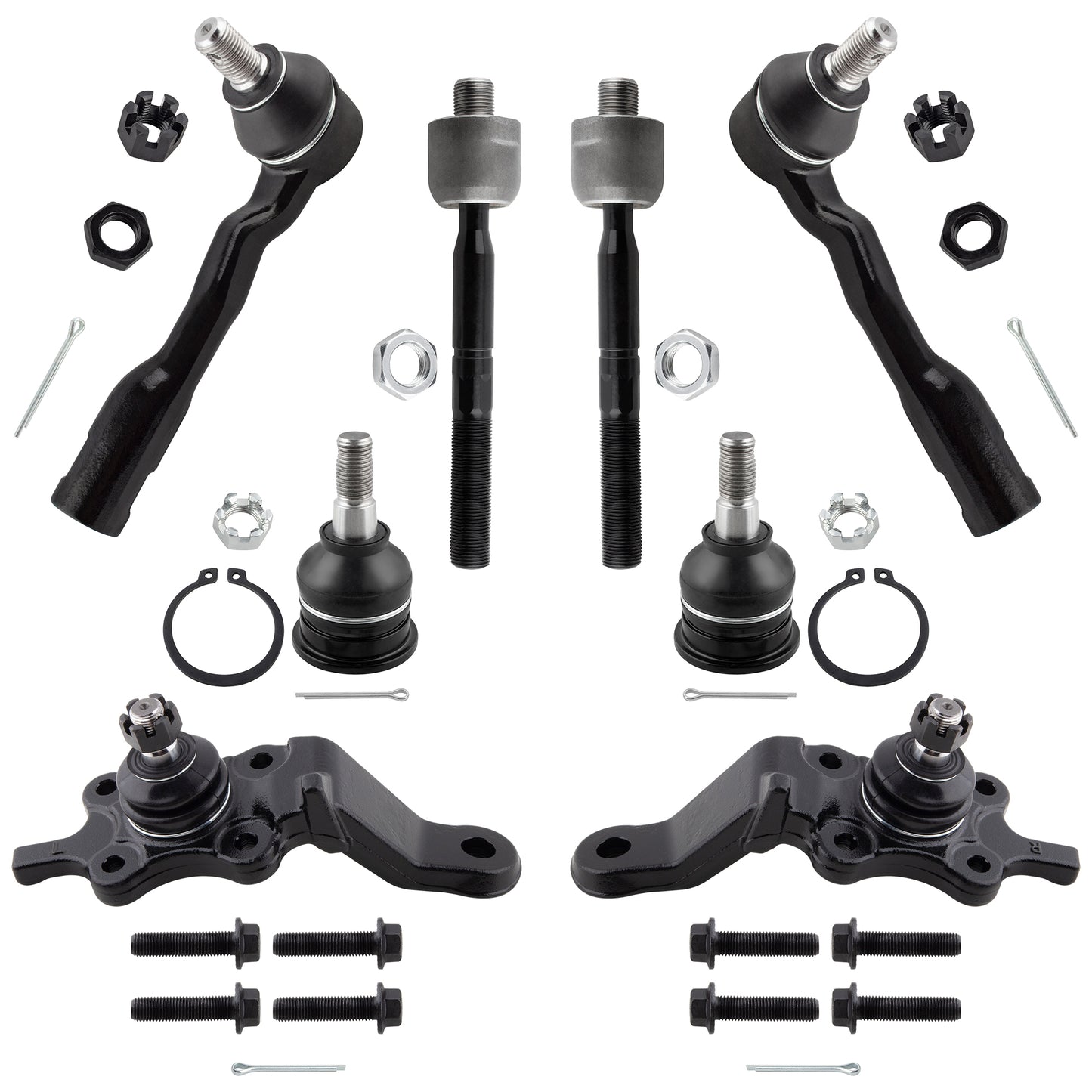 BOXI (Set of 8) Front Inner Outer Tie Rods Upper Lower Ball Joints Kit fit for Toyota Sequoia 2003
