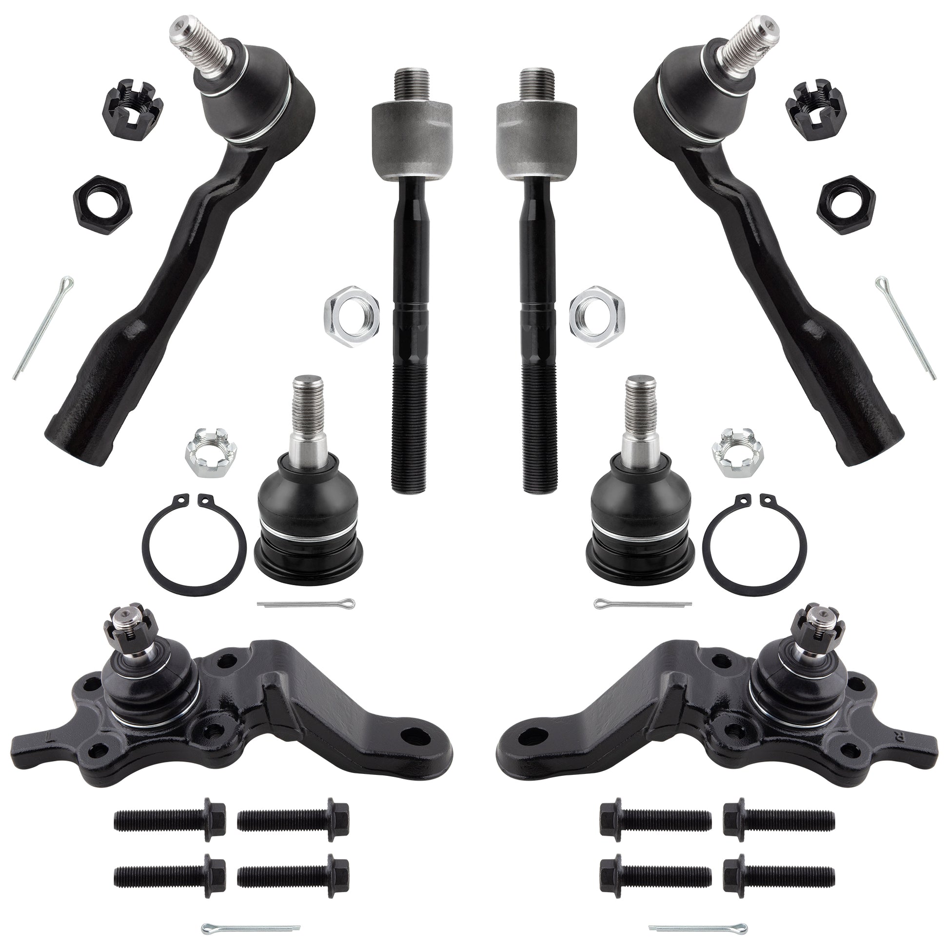 BOXI (Set of 8) Front Inner Outer Tie Rods Upper Lower Ball Joints Kit fit for Toyota Sequoia 2003