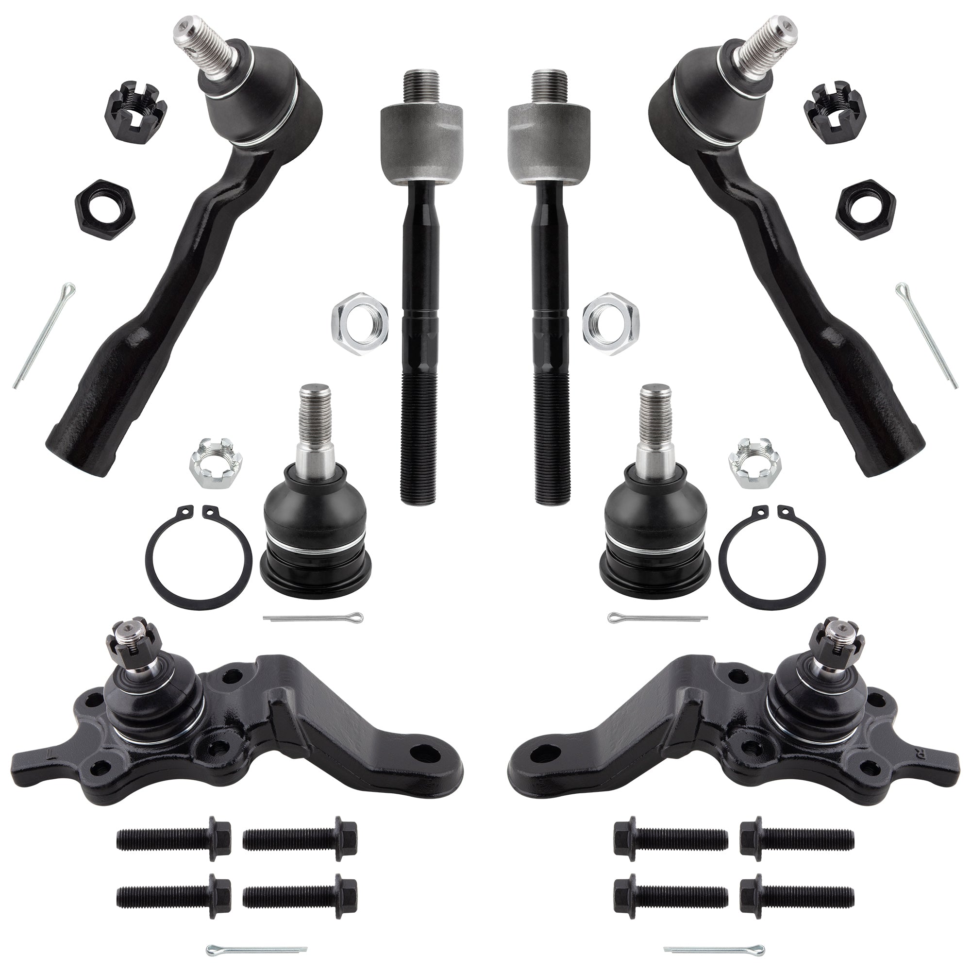 BOXI (Set of 8) Front Inner Outer Tie Rods Upper Lower Ball Joints Kit fit for Toyota Sequoia 2003