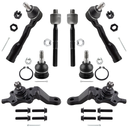 BOXI (Set of 8) Front Inner Outer Tie Rods Upper Lower Ball Joints Kit fit for Toyota Sequoia 2003