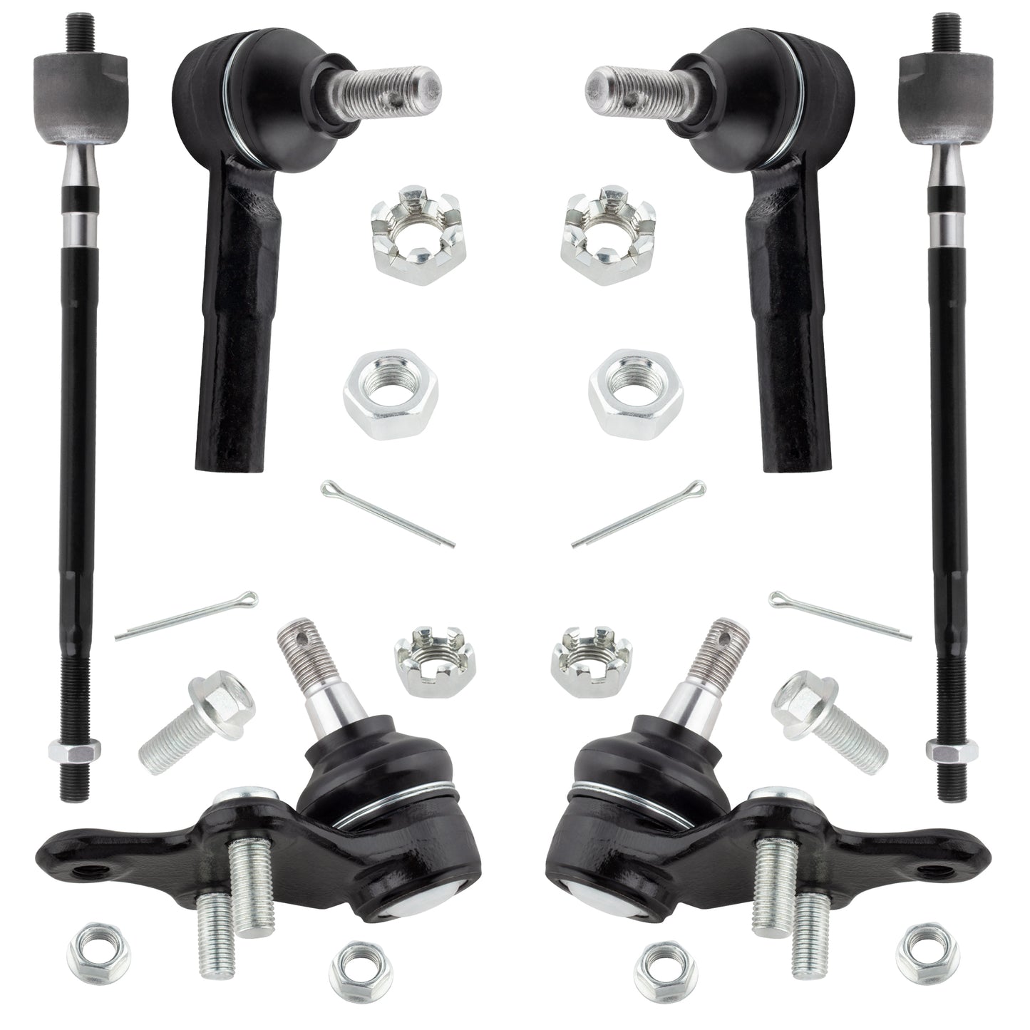 BOXI (Set of 6) Front Lower Ball Joints Inner Outer Tie Rods Kit fit for Toyota Paseo 1992-1998