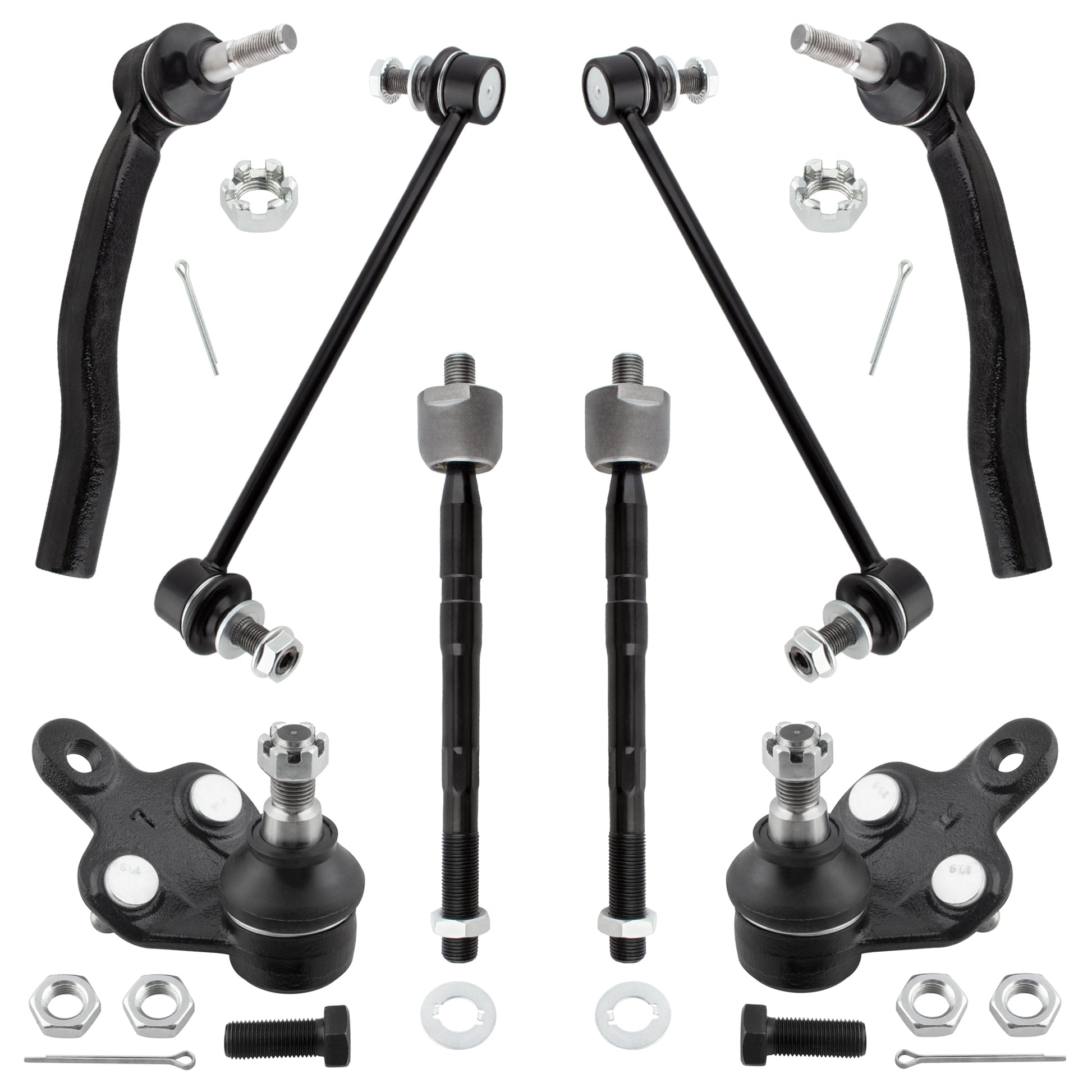 BOXI (Set of 8) Front Lower Ball Joints Sway Bar Links Inner Outer Tie Rods Kit fit for Toyota